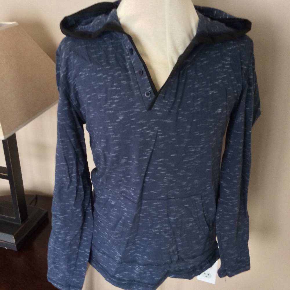 Straight Faded Blue Hooded Shirt